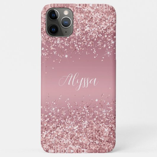 Roze Gouden Glitter Monogram Schrift Case-Mate iPhone Case (Achterkant)