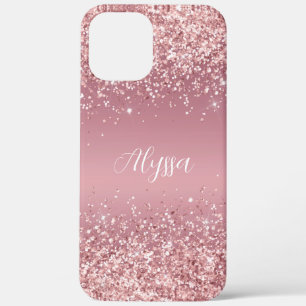 Roze Gouden Glitter Monogram Schrift Case-Mate iPhone Case