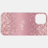 Roze Gouden Glitter Monogram Schrift Case-Mate iPhone Case (Achterkant (horizontaal))