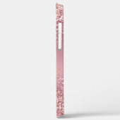 Roze Gouden Glitter Monogram Schrift Case-Mate iPhone Case (Achterkant / Links)