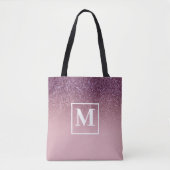 Roze Gouden Glitter Monogram Tas (Voorkant)