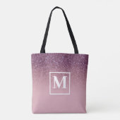 Roze Gouden Glitter Monogram Tas (Achterkant)