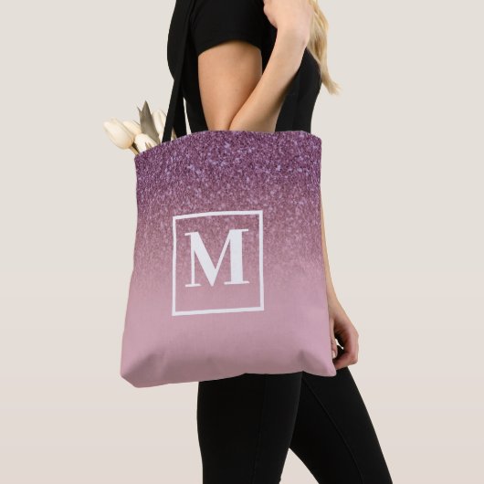 Roze Gouden Glitter Monogram Tas (Dichtbij)