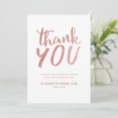 Roze Gouden Glitter Mooie Script Afstudeer Dank Je Bedankkaart (Staand voorkant)