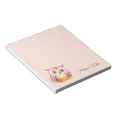 Roze Gouden Glitter Moppie Uil Voeg Naam Toe Notitieblok (Schuin)