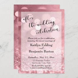 Roze Gouden Glitter Na de Huwelijksviering Kaart