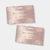 Roze Gouden Glitter Naam Badge Sjabloon (Voor- en achterkant)