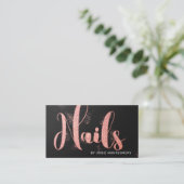 Roze Gouden Glitter Nageltechnicus Visitekaartje (Staand voorkant)