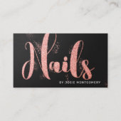 Roze Gouden Glitter Nageltechnicus Visitekaartje (Voorkant)