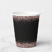 Roze Gouden Glitter Namen Verlovingsfeest Zwart Papieren Bekers (Achterkant)