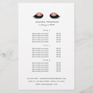 Roze Gouden Glitter Ogen Prijzen & Diensten Flyer