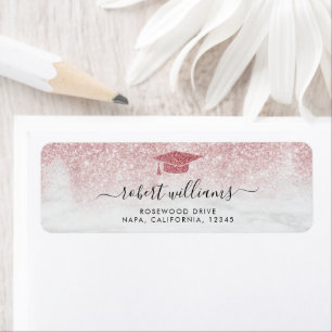 Roze Gouden Glitter Ombre Afstudeeradres Etiket