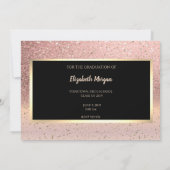 Roze Gouden Glitter Ombre Afstudeerdatum Save The Date (Achterkant)