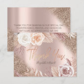 Roze Gouden Glitter Ombre Boho Bloem Bedankkaart (Voorkant / Achterkant)