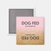 Roze Gouden Glitter Ombre | Feed Dog Herinneringsm Magneet (Voorkant / Achterkant)