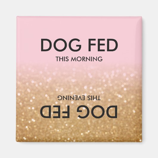 Roze Gouden Glitter Ombre | Feed Dog Herinneringsm Magneet (Voorkant)