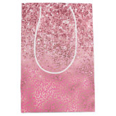 Roze Gouden Glitter Ombre Luipaard Print Medium Cadeauzakje (Voorkant)
