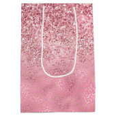 Roze Gouden Glitter Ombre Luipaard Print Medium Cadeauzakje (Achterkant)