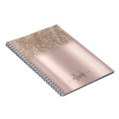 Roze Gouden Glitter Ombre Monogram Notitieboek (Rechterzijde)