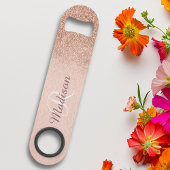 Roze Gouden Glitter Ombre Monogram Stijlvol Speed Flessenopener