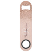 Roze Gouden Glitter Ombre Monogram Stijlvol Speed Flessenopener (Voorkant)