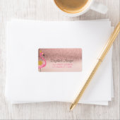 Roze Gouden Glitter Ombre Roze Flamingo Label (Insitu)