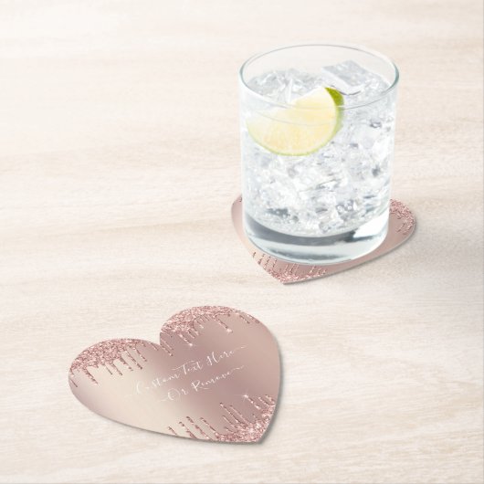 Roze Gouden Glitter Onderzetter met Aangepaste Tek (Insitu)