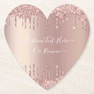 Roze Gouden Glitter Onderzetter met Aangepaste Tek