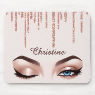 Roze Gouden Glitter Oog Make-up Bureaublad Mat Muismat