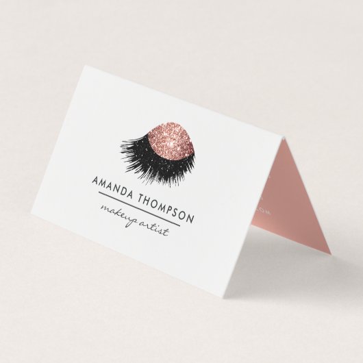 Roze Gouden Glitter Oog Visitekaartje (Voorkant)