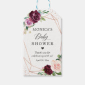 Roze Gouden Glitter Paarse Blush Bloemige Baby Sho Cadeaulabel (Voorkant)