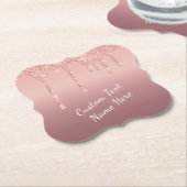 Roze Gouden Glitter Papier Onderzetter met Aangepa (Gekanteld)