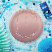 Roze Gouden Glitter Papieren Borden Persoonlijke T Bordje (Feest)