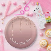 Roze Gouden Glitter Papieren Borden Persoonlijke T Bordje (Feest)