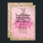 Roze Gouden Glitter Party Dress Sweet 16 Kaart<br><div class="desc">Aanpassen voor elke gebeurtenis</div>