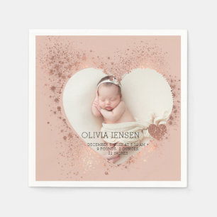 Roze Gouden Glitter Pasgeboren Foto Geboorte Stats Servet