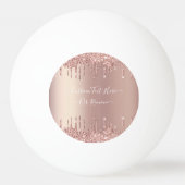 Roze Gouden Glitter Pingpongbal met Aangepaste Tek (Achterkant)