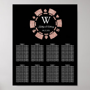 Roze Gouden Glitter Poker Chip Casino Bruiloft Poster