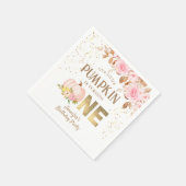 Roze Gouden Glitter Pompoen Bloemen Meisje 1e Verj Servet (Hoek)