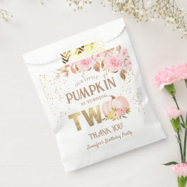 Roze Gouden Glitter Pompoen Bloemen Meisje 2e Verj Bedankzakje