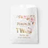 Roze Gouden Glitter Pompoen Bloemen Meisje 2e Verj Bedankzakje (Voorkant)