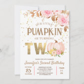 Roze Gouden Glitter Pompoen Bloemen Meisje 2e Verj Kaart (Voorkant)