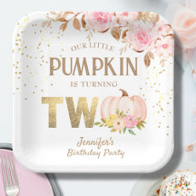 Roze Gouden Glitter Pompoen Bloemen Meisje 2e Verj