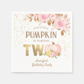 Roze Gouden Glitter Pompoen Bloemen Meisje 2e Verj Servet (Voorkant)