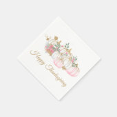 Roze Gouden Glitter Pompoen Bloemige Thanksgiving Servet (Hoek)