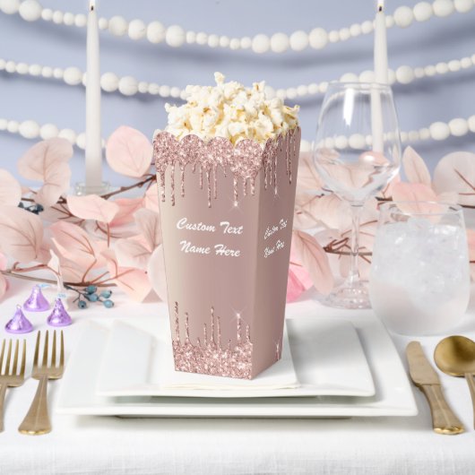 Roze Gouden Glitter Popcorn Doos Aangepaste Tekst  Bedankdoosjes (Huwelijk)