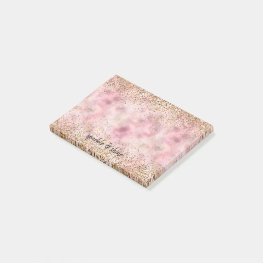 Roze gouden glitter post-it® notes (Schuin)