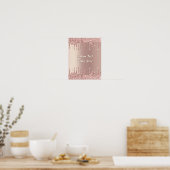 Roze Gouden Glitter Poster Gepersonaliseerde Tekst (Keuken)
