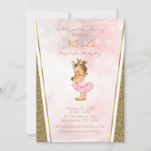Roze & Gouden Glitter Princess Baby shower Kaart (Voorkant)