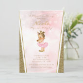 Roze & Gouden Glitter Princess Baby shower Kaart (Staand voorkant)